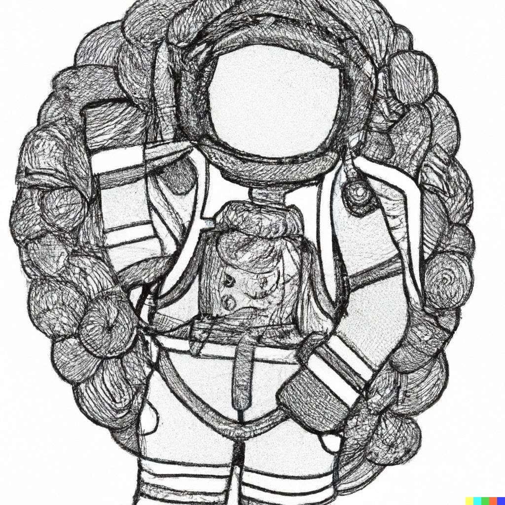 an astronaut, zentangle drawing